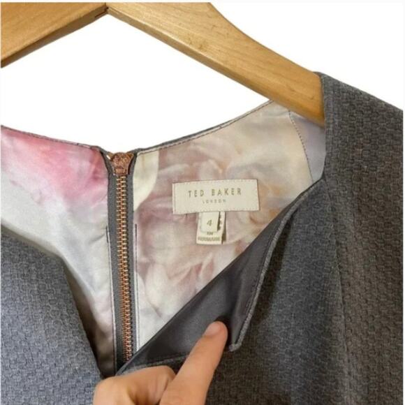 Ted Baker London Nadaed Peplum Dress Mid Grey Size 4 - Picture 7 of 13